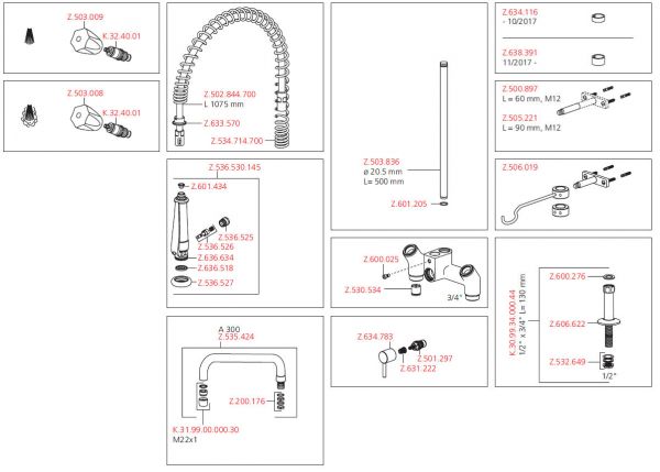 KWC Z.506.019.000 Wand Brausehalter komplett für Geschirrwaschbrausen